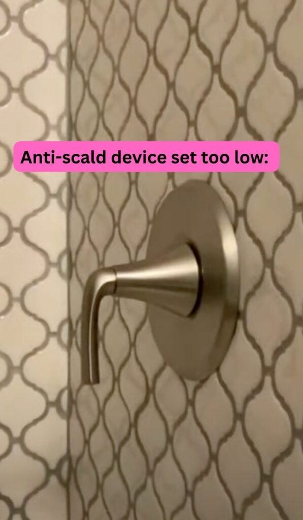Anti-scald device set too low: 